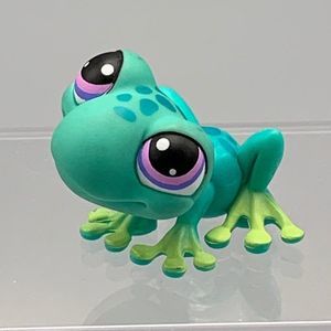 LPS Blue Green Spotted Frog Purple Eyes #155 Littlest Pet Shop 2004 Rainforest